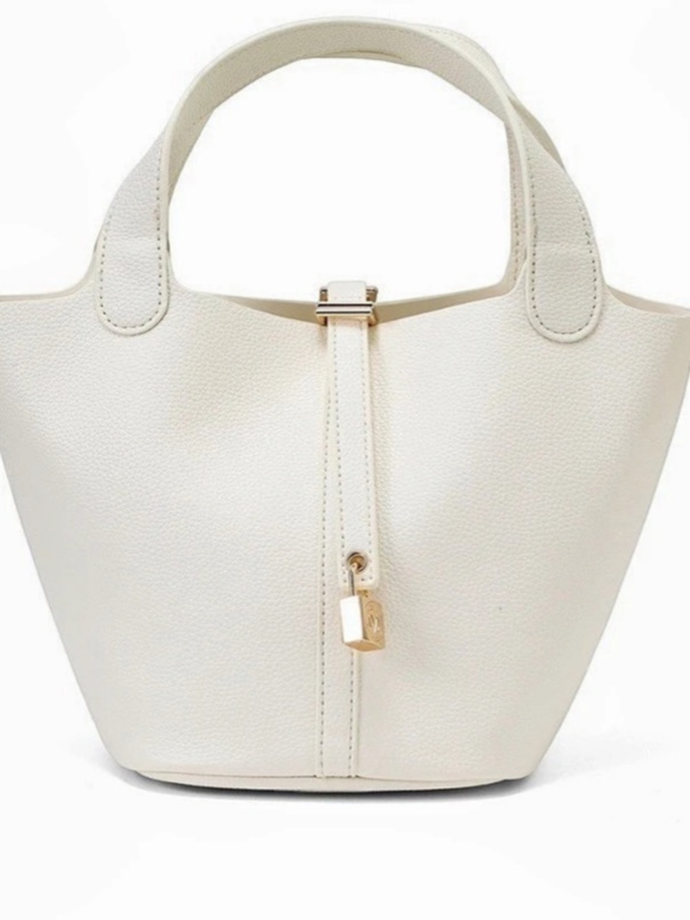 Valentino Orlandi Milano Bucket Bag, White with Gold Hardware